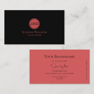 Modern Plain Black en Indian Red met Logo Simply Visitekaartje
