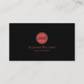 Modern Plain Black en Indian Red met Logo Simply Visitekaartje (Voorkant)