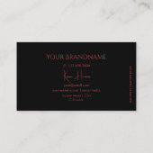 Modern Plain Black met monogram en diamanten Visitekaartje (Achterkant)