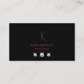 Modern Plain Black met Monogram Foto's en diamante Visitekaartje (Voorkant)