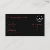 Modern Plain Black met Monogram Logo en diamanten Visitekaartje (Achterkant)