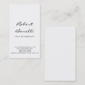 Modern Plain Black White Calligraphy Visitekaartje (Voorkant / Achterkant)