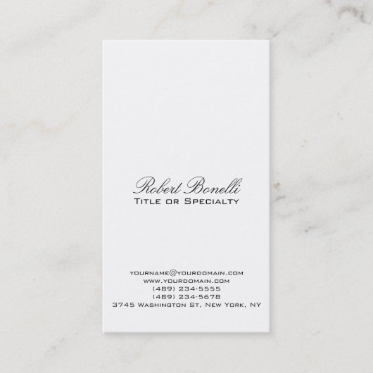 Modern Plain Black White Calligraphy Visitekaartje (Voorkant)