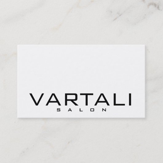 Modern Plain Black White Salon Visitekaartje (Voorkant)