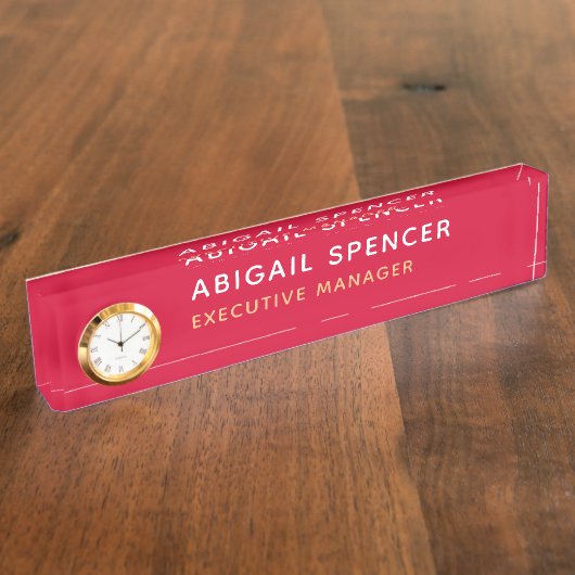 Modern Plain Classy Professional Cherry Red Naambordje (Zijkant)