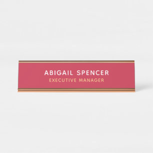 Modern Plain Classy Professioneel Kardinaal Rood Bureau Naambordje