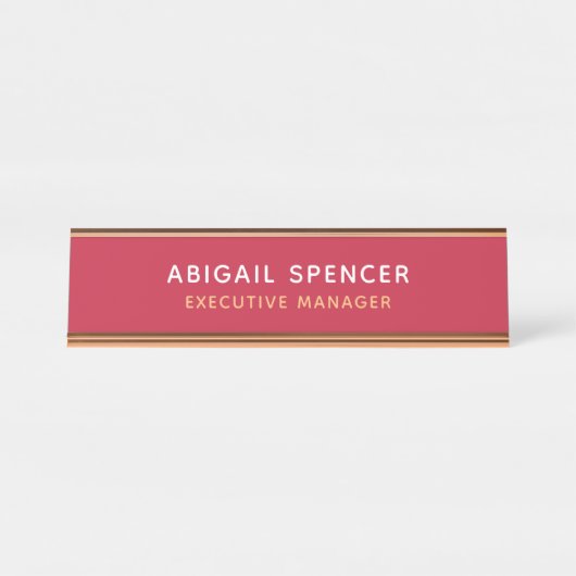 Modern Plain Classy Professioneel Kardinaal Rood Bureau Naambordje (Voorkant)