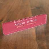 Modern Plain Classy Professioneel Kardinaal Rood Naambordje (Zijkant)