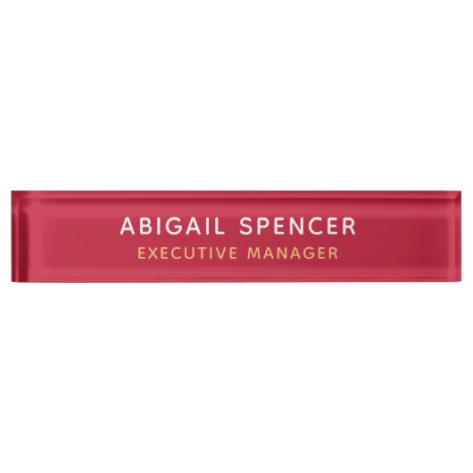 Modern Plain Classy Professioneel Kardinaal Rood Naambordje (Voorkant)
