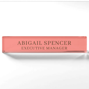 Modern Plain Classy Professioneel Koraal Roze Naambordje