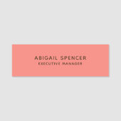 Modern Plain Classy Professioneel Koraal Roze Naamplaatje (Voorkant)
