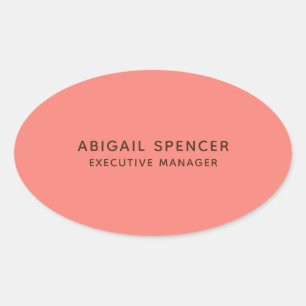 Modern Plain Classy Professioneel Koraal Roze Ovale Sticker
