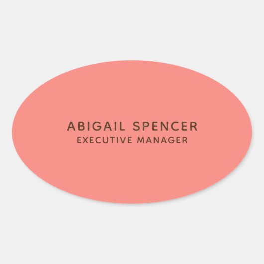 Modern Plain Classy Professioneel Koraal Roze Ovale Sticker (Voorkant)