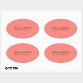 Modern Plain Classy Professioneel Koraal Roze Ovale Sticker (Vel)