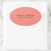Modern Plain Classy Professioneel Koraal Roze Ovale Sticker (Tas)