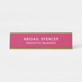 Modern Plain Classy Professioneel Roos Rood Bureau Naambordje (Voorkant)