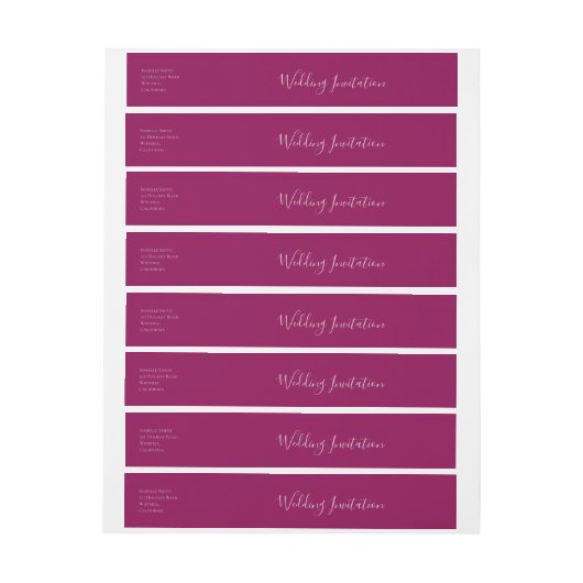 Modern Plain Dark Burgundy Wedding Adreslabel Wikkel (Vel)