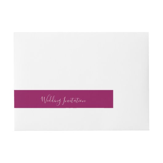 Modern Plain Dark Burgundy Wedding Adreslabel Wikkel (Voorkant)