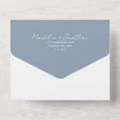 Modern Plain Dusty Blue Foto Rsvp Wedding All In One Uitnodiging (Achterkant)
