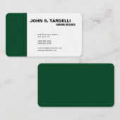 Modern Plain Elegant minimalist Forest Green White Visitekaartje (Voorkant / Achterkant)