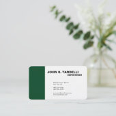 Modern Plain Elegant minimalist Forest Green White Visitekaartje (Staand voorkant)