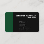 Modern Plain Elegant Minimalist Green Black Visitekaartje (Voorkant)
