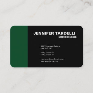 Modern Plain Elegant Minimalist Green Black Visitekaartje
