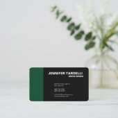 Modern Plain Elegant Minimalist Green Black Visitekaartje (Staand voorkant)