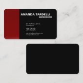 Modern Plain Elegant Minimalist Red Black Visitekaartje (Voorkant / Achterkant)