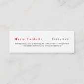 Modern Plain Elegant Minimalist Red White Mini Visitekaartje (Voorkant)