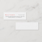 Modern Plain Elegant Minimalist Red White Mini Visitekaartje (Voorkant / Achterkant)