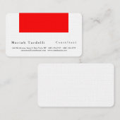 Modern Plain Elegant Minimalist Red White Visitekaartje (Voorkant / Achterkant)