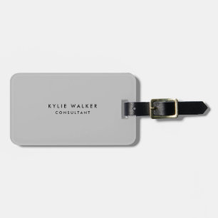 Modern Plain Gray Professional Name Address Phone Bagagelabel