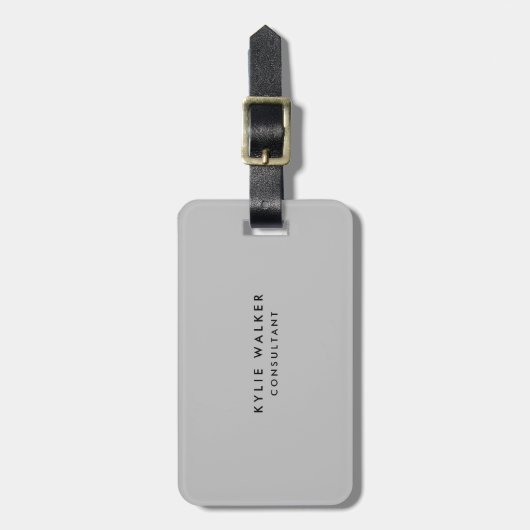 Modern Plain Gray Professional Name Address Phone Bagagelabel (Voorkant verticaal)