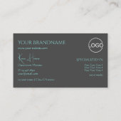 Modern Plain Grey met Monogram Logo en juwelen Visitekaartje (Achterkant)