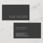 Modern Plain Grey Real Estate Agent Visitekaartje (Voorkant / Achterkant)