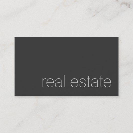 Modern Plain Grey Real Estate Agent Visitekaartje (Voorkant)