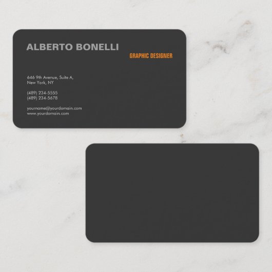 Modern Plain Minimalist Gray Professional Elegant Visitekaartje (Voorkant / Achterkant)
