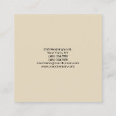 Modern Plain Minimalist Professional Beige Vierkante Visitekaartje (Achterkant)