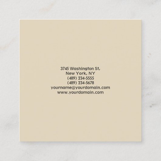 Modern Plain Minimalist Professional Beige Vierkante Visitekaartje (Achterkant)