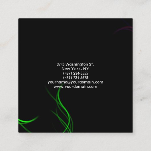 Modern Plain Minimalist Professional Black Green Vierkante Visitekaartje (Achterkant)