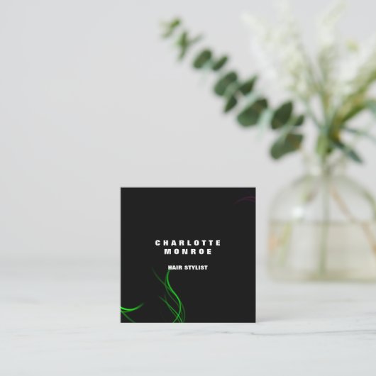 Modern Plain Minimalist Professional Black Green Vierkante Visitekaartje (Staand voorkant)