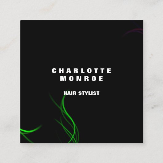 Modern Plain Minimalist Professional Black Green Vierkante Visitekaartje (Voorkant)