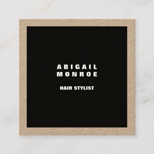 Modern Plain Minimalist Professional Zwart Vierkante Visitekaartje (Voorkant)