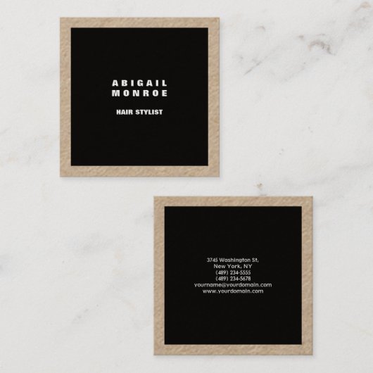 Modern Plain Minimalist Professional Zwart Vierkante Visitekaartje (Voorkant / Achterkant)