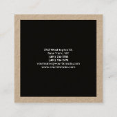 Modern Plain Minimalist Professional Zwart Vierkante Visitekaartje (Achterkant)