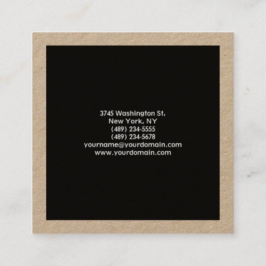 Modern Plain Minimalist Professional Zwart Vierkante Visitekaartje (Achterkant)