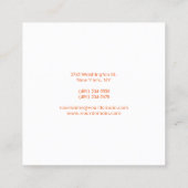 Modern Plain Minimalist Professioneel Sinaasappel  Vierkante Visitekaartje (Achterkant)