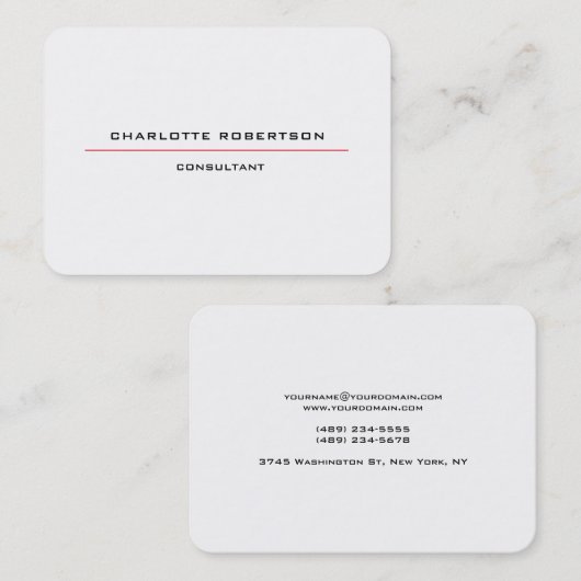 Modern Plain Minimalist Special Black Red Visitekaartje (Voorkant / Achterkant)