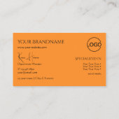 Modern Plain Oranje met monogram Logo en juwelen Visitekaartje (Achterkant)
